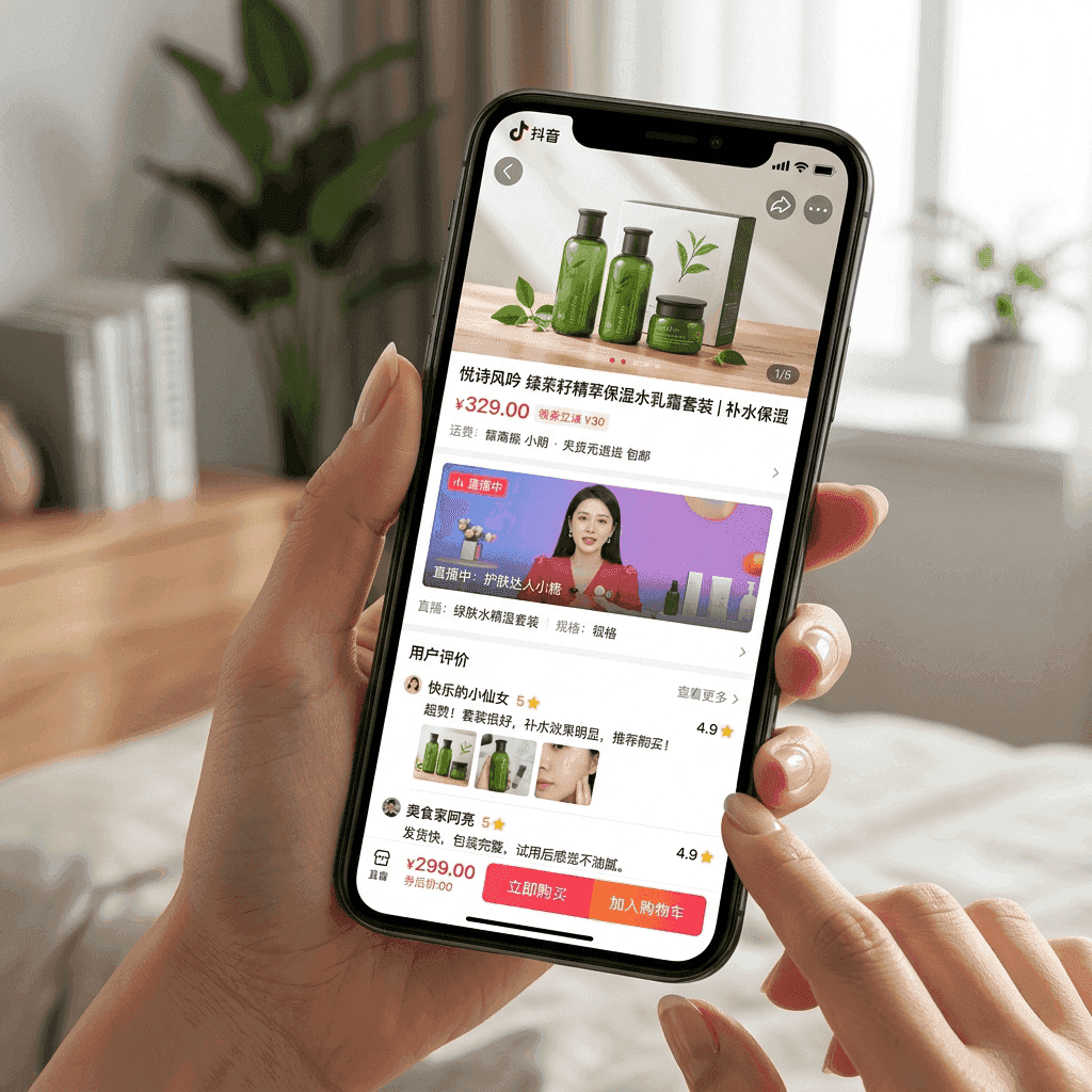 Douyin Shop product page on a smartphone