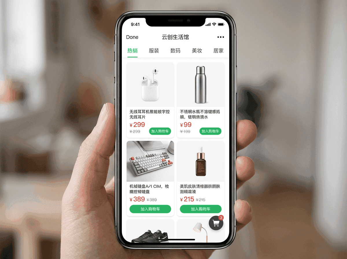 WeChat Mini Program store on a smartphone