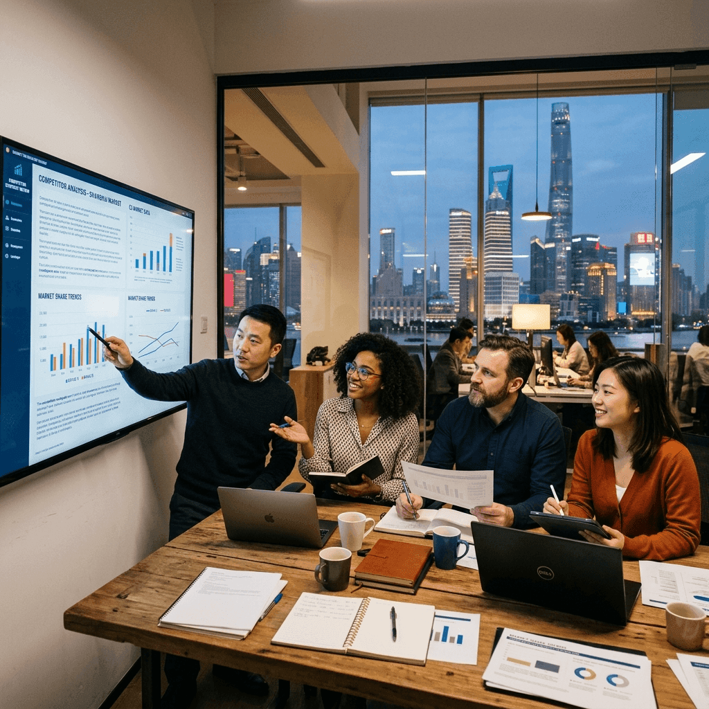 TheRedScroll team reviewing strategy and competitor data